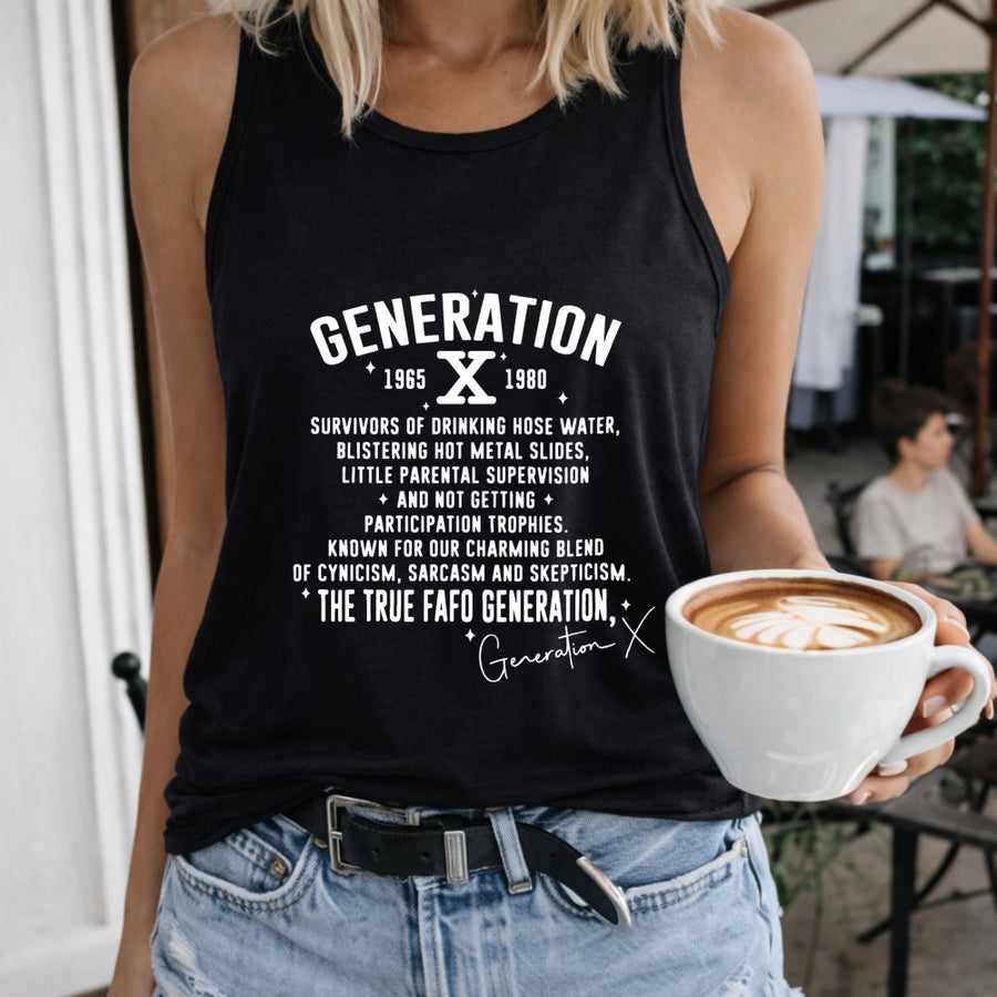 Generation X Survivors Drinking Hose Water Crew-neck Women's Color Cotton Tank Top in Black