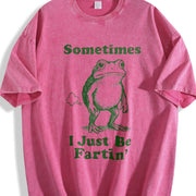 Sometimes I Just Be Fartin' Frog Vintage Washed T-Shirt in Red