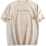 I Have Rabies 90s Retro ® Y2k Sheep Vintage Washed T-Shirt in Beige