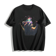 Cosmic Raccoon Cotton T-Shirt in Black