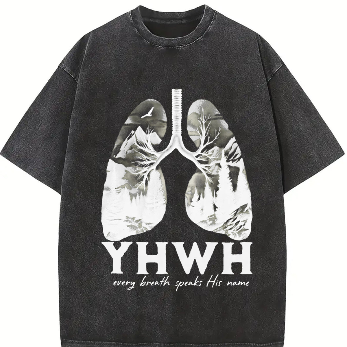 YHWH Christian Jesus Christian vintage washed oversized T-shirt in Black