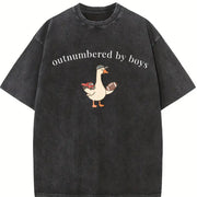 Boy Mom Goose Boy Mama Vintage Washed T-Shirt in Black