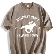 Kentucky Derby Grunge Toddler Vintage Washed T-Shirt in Brown