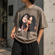 Selena and Aaliyah Vintage Washed T-Shirt in Brown