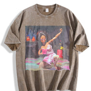 Pink Dress Party Doll Vintage Washed T-Shirt in Brown