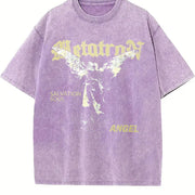 Metatron Angel Salvation Soul Grunge Vintage Washed T-Shirt in Purple