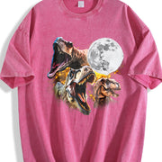 Retro T-rex Dinosaur Vintage Washed T-Shirt in Red
