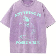 Possum Retro 90s Anything Possumble Vintage Washed T-Shirt in Purple