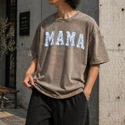 Mama with Toile Floral Vintage Washed T-Shirt in Brown