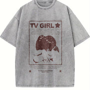 Tv Girl Lovers Rock Song 90s Vintage Washed T-Shirt in Gray