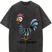Spring Chicken Sassy Bendy Chicken Vintage Washed T-Shirt in Black