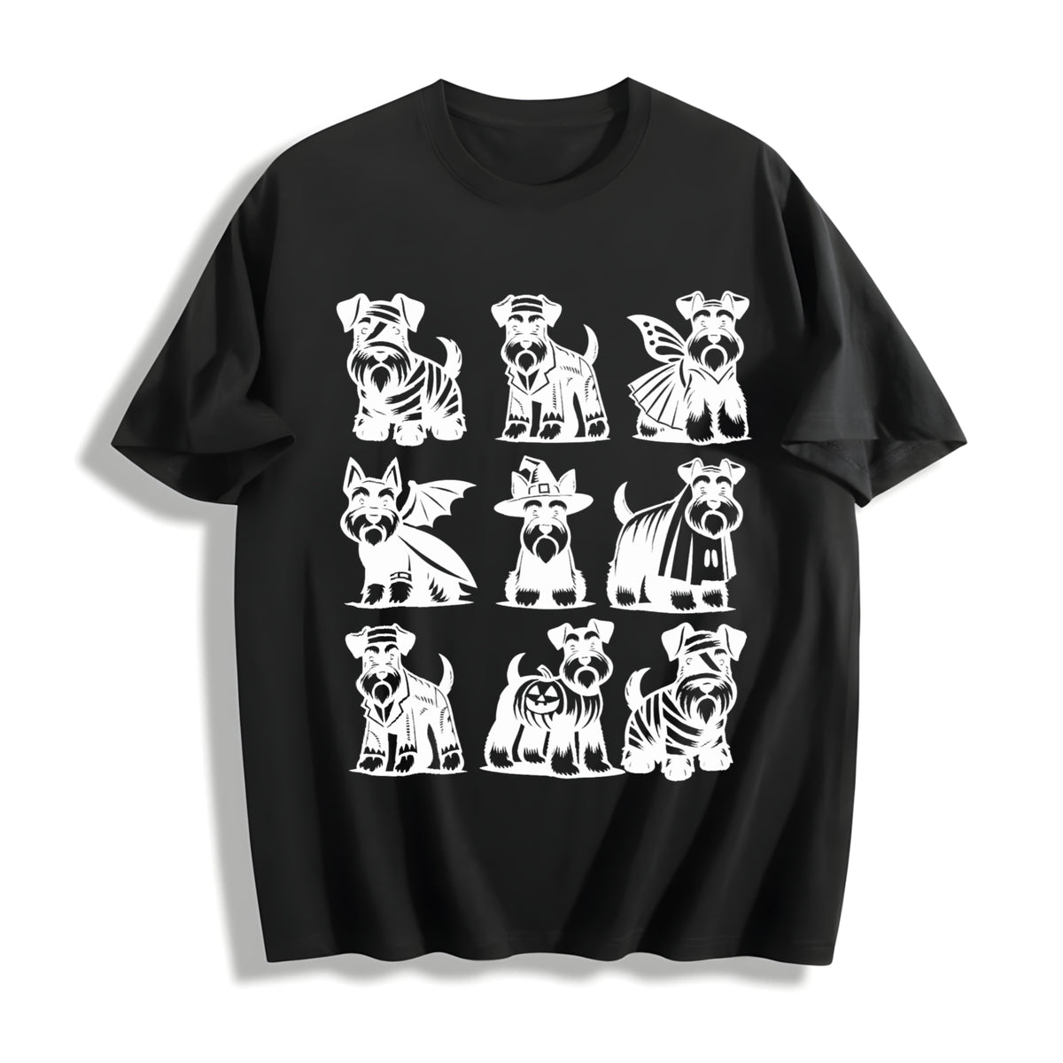 Miniature Schnauzer Cotton T-Shirt in Black