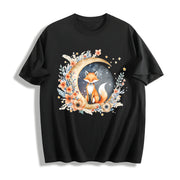 Bohemian Short-sleeve Cotton T-Shirt in Black
