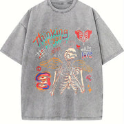 American Vintage Skull Vintage Washed T-Shirt in Gray