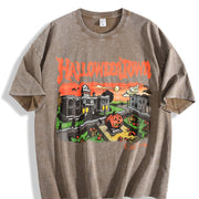 Retro Halloweentown University Vintage Washed T-Shirt in Brown