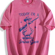 Retro Goose Today I'm a Serious Goose Vintage Washed T-Shirt in Red