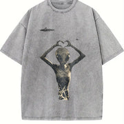 Y2K UFO Vintage Washed T-Shirt in Gray