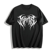Mama Metal Font Cotton T-Shirt in Black
