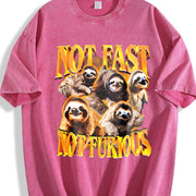 Not Fast Not Furious 90s Vintage Washed T-Shirt in Red