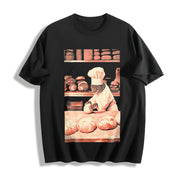 Biscuit Cat Baking Cotton T-Shirt in Black