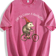 Off To Cause A Kerfuffle Opossum Meme Mental Health vintage washed oversized T-shirt in Red