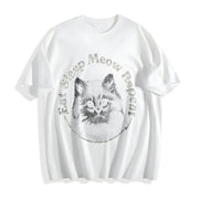 Eat Sleep Meow Repeat Cute Kitten Lovers for Ladies Cute Cotton T-Shirt in White