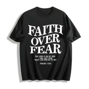 Faith Over Fear Cotton T-Shirt in Black