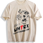 Weightlifting Bear Power Line Vintage Washed T-Shirt in Beige