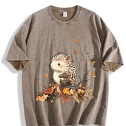 Little Hedgehog Vintage Washed T-Shirt in Brown