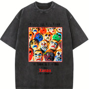 Xanax Anxiety Has Many Faces AD Retro Custom vintage washed oversized T-shirt in Black