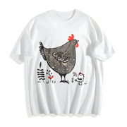 Chicken & Eggplant Short-sleeve Cotton T-Shirt in White