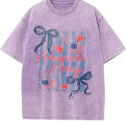 American Honey Coquette 4th of July Vintage Washed T-Shirt in Purple