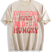 Everything Hurts And I'm Hungry Workout Gym Club vintage washed oversized T-shirt in Beige