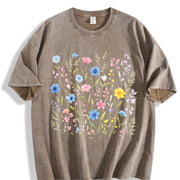 Wildflowers ® Retro Floral Vintage Washed T-Shirt in Brown