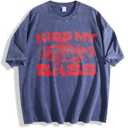 Kiss My Bass Style Fishing vintage washed oversized T-shirt in Blue