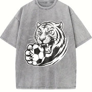 Tiger Soccer Vintage Washed T-Shirt in Gray