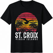 St Croix Virgin Islands Sunset Cotton T-Shirt in Black