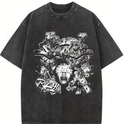 Rich Graffiti Blindfolded Black Vintage Washed T-Shirt in Black