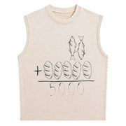 2 Fishes 5 Breads Jesus Feeds the 5000 Christian Bible Vintage Washed Tank Top in Beige