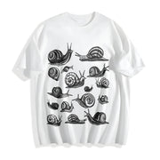 Snails Snail Lover Cotton T-Shirt in White