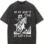Western Cowgirl Clipart Vintage Washed T-Shirt in Black