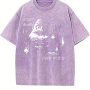 Frog Anger Dwells Deep Within Meme Vintage Washed T-Shirt in Purple