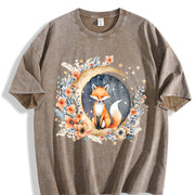 Bohemian Short-sleeve Vintage Washed T-Shirt in Brown