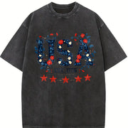 Patriotic USA 1776 Vintage Washed T-Shirt in Black