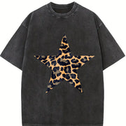 Five-Pointed Star vintage washed oversized T-shirt in Black