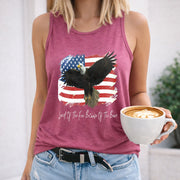 Land of the Free Because of the Brave Patriotic Eagle Women's Color Cotton Tank Top in Red