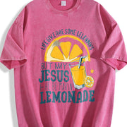 LIFE GAVE ME SOME Lemon, BUT MY HE BE MAKIN Vintage Washed T-Shirt in Red