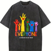 Everyone Is Welcome On Our Street Pride Month Sublimation vintage washed oversized T-shirt in Black