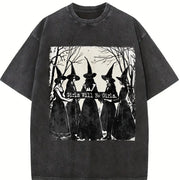 Girls Will Be Girls Witch Vintage Washed T-Shirt in Black