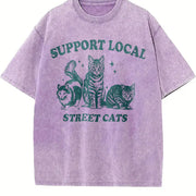 Support Local Street Cats 90s Vintage Washed T-Shirt in Purple